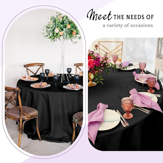 10 Packs Satin Tablecloth 120 Inch Black Round Table Cloth Silk Tablecloth - Image 3
