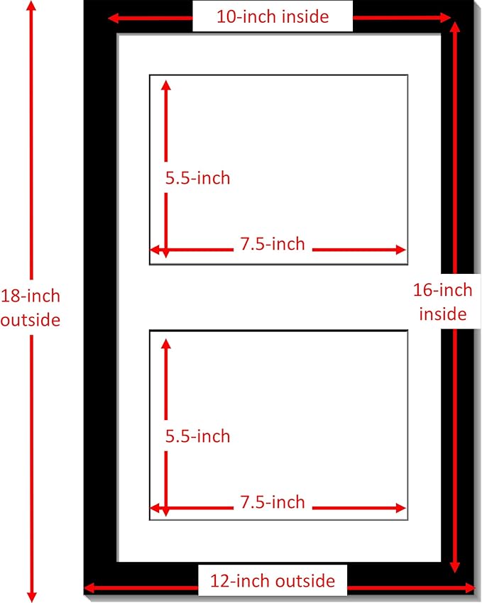 Creative Picture Frames 10X16Bk-W Black Vertical Double Diploma Frame - Image 2