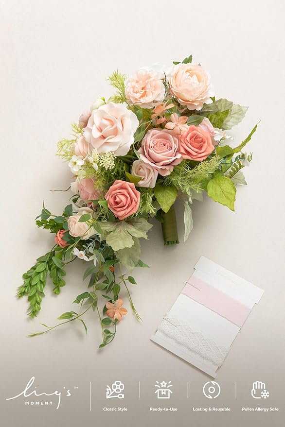 Ling's moment Pink Bride Bouquet - Image 6
