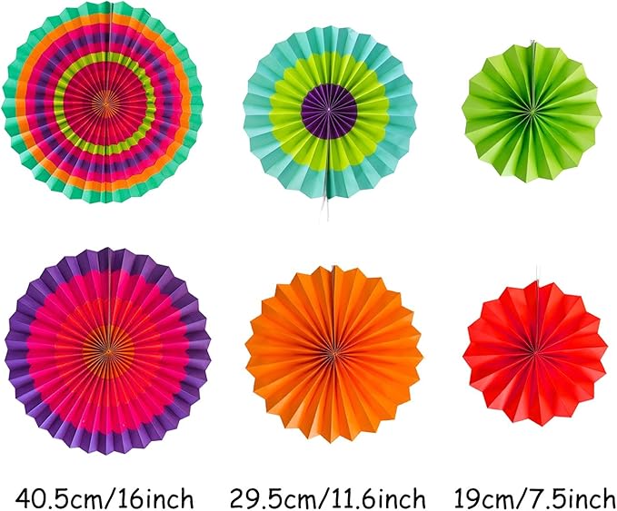 Hanging Paper Fans Tissue Paper Pom Poms Flower and Honeycomb Balls - Image 2