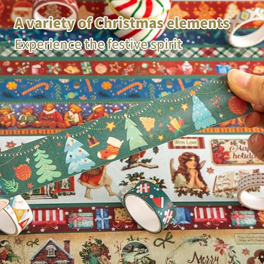 20 Rolls Christmas Theme Washi Tape Set, Writable Decorative Tapes - Image 4