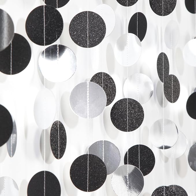Black-Silver Birthday Graduation Party-Decorations Streamers - 52Ft Hanging by Hugtmr
