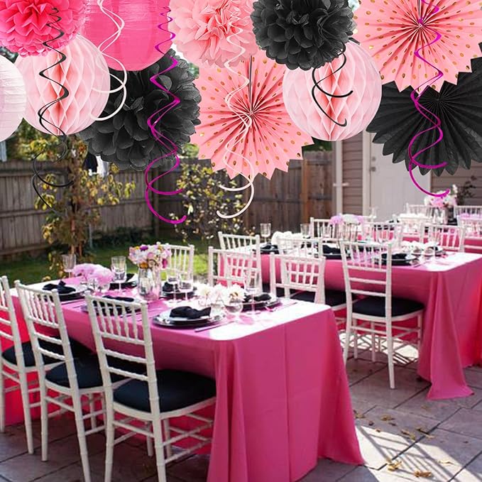 Hot-Pink Black Girls-Women Birthday Party-Decorations - Image 6