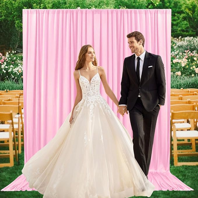 2 Panels Rose Pink Backdrop Curtain, 10 x 7 Feet Background Curtains - Image 5