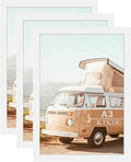 KTKDE A3 Poster Frame White Woodgrain Picture Frame-11.7x16.5in Set of 3- Photo by KTKDE