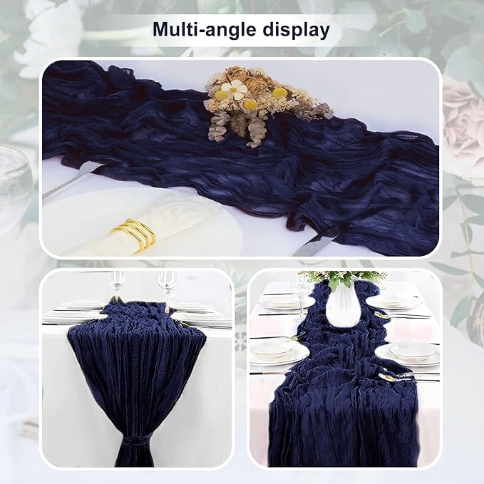 10 Pack Navy Blue Cheesecloth Table Runner 35x120 Inch 10Ft Rustic Gauze Cheese - Image 6