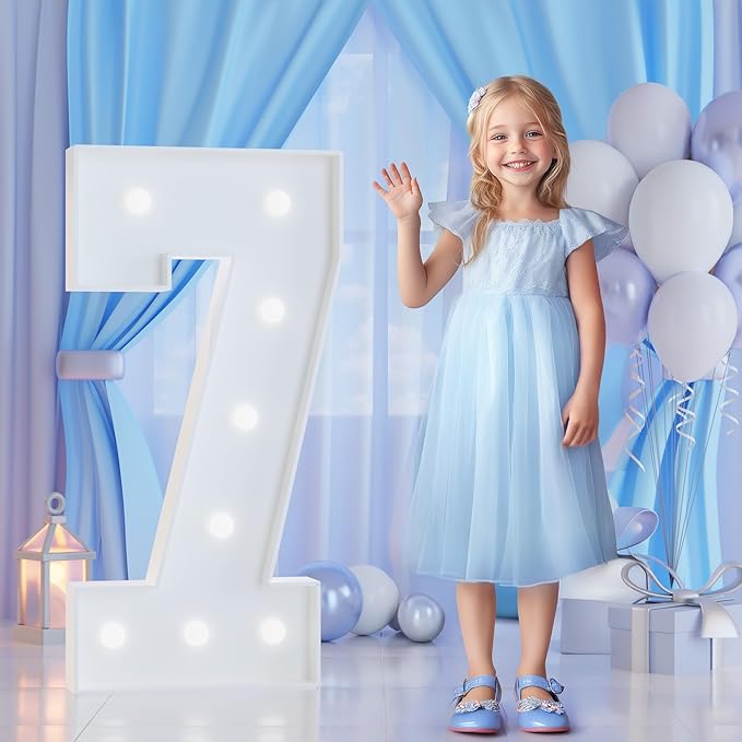 3FT Marquee Numbers 7 for 7th, 70th Birthday Party Decorations, Large Light Up by Tongjoy