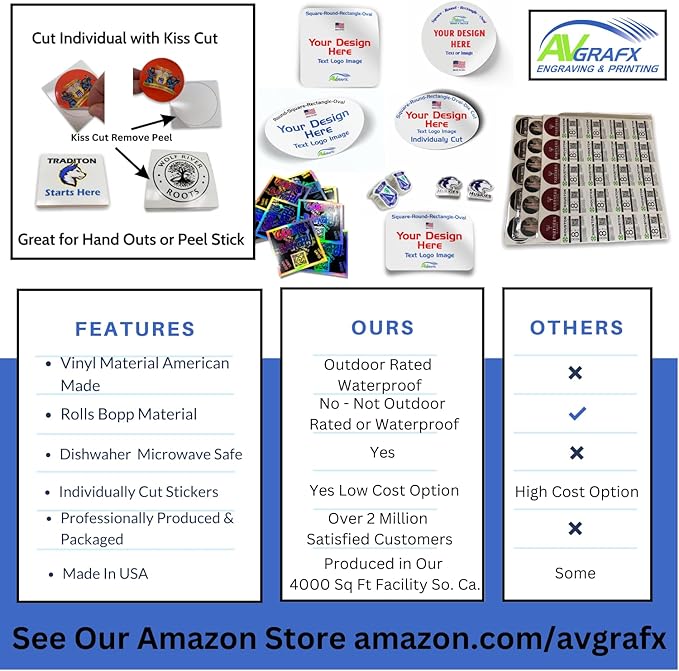 Avgrafx 110 Round or Square Custom Personalized Stickers Labels Vinyl - Image 4