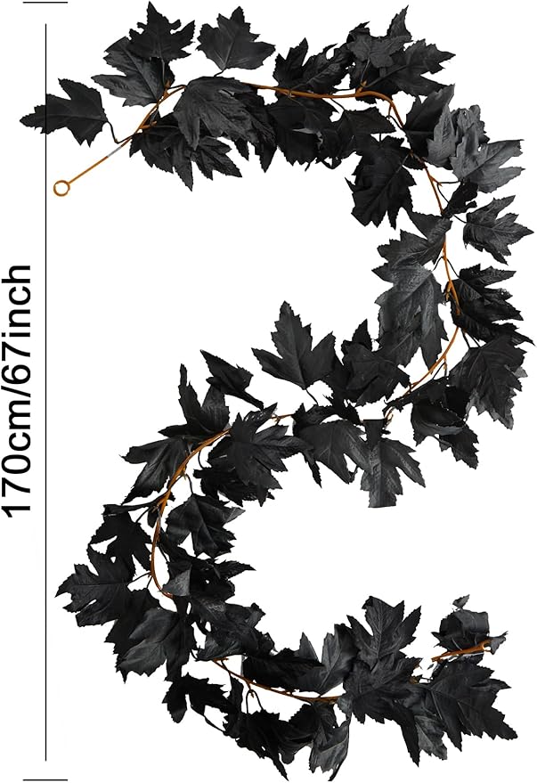 PARTY JOY Black Artificial Maple Leaf Garland - Image 2