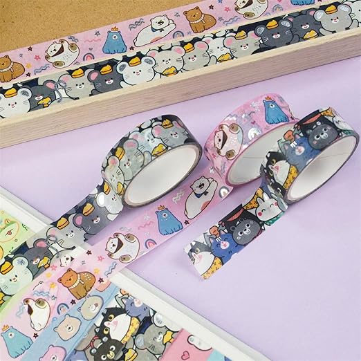 20 Rolls Cute Animals Washi Tape Set, DIY Arts Crafts, Scrapbooking, Holiday - Image 5
