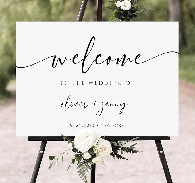 Wedding Welcome Sign, Wedding Welcome Sign Personalized, Modern Calligraphy Sign by CENOVACY