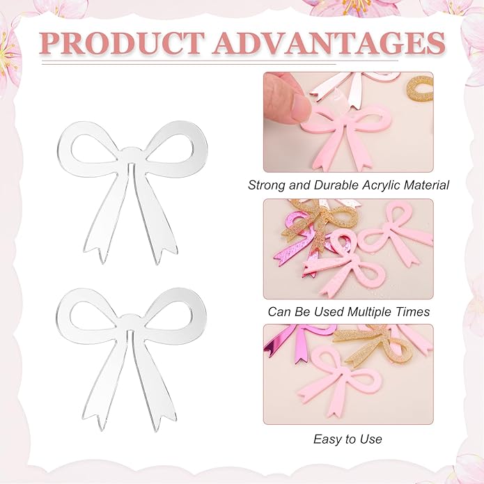 PATIKIL 50 Pcs Bow Drink Tags, Acrylic Wine Glass Charms Reusable Drink Markers - Image 3