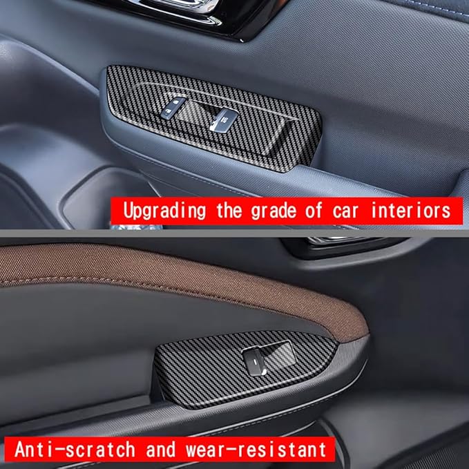 4pcs Carbon Fiber Style Front Rear Doors Window Glass Lift Switch Panel Cover - Image 5