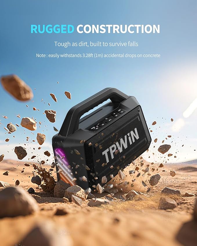 Bluetooth Speaker - 80W Loud Rugged Outdoor Speakers - Image 4