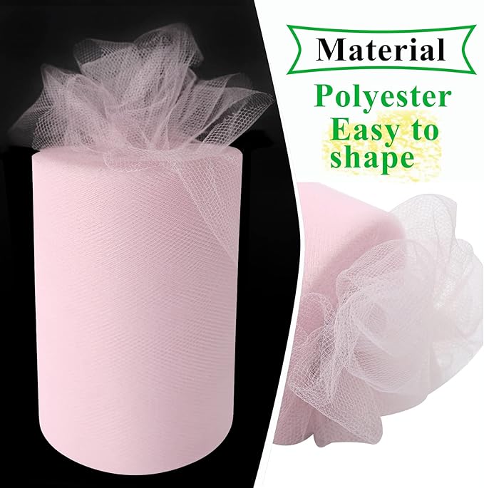 Light Pink Tulle Fabric Rolls 6 Inch by 100 Yards Fabric Spool Tulle Ribbon - Image 4