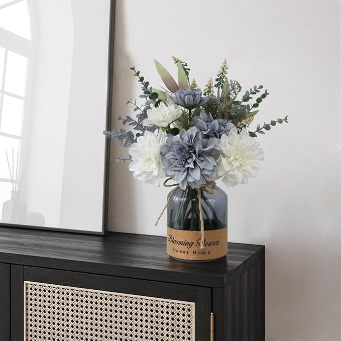 Fake Flowers with Vase, Silk Artificial Flowers in Vase, Fake Plants and Faux - Image 7