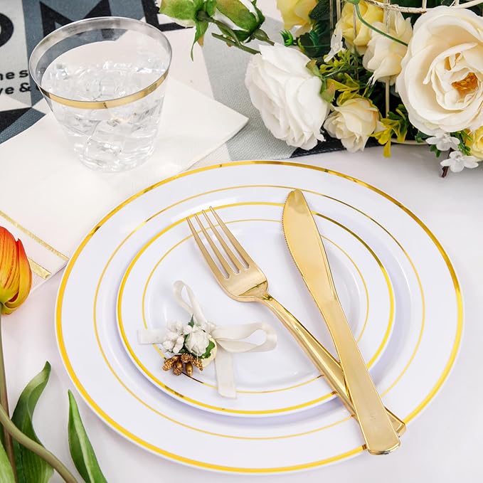 NOCCUR 700PCS Gold Plastic Plates - Image 3