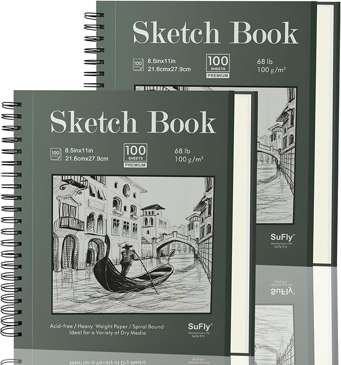 Sketch Book 8.5"x11", Spiral Sketchbook Pack of 2, SuFly 200 Sheets Acid Free - Image 9