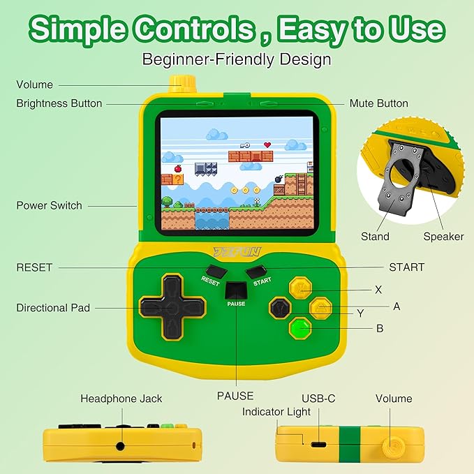 Kids Handheld Video Game Player, 220 Preloaded Classic Games, Portable Plug & - Image 8