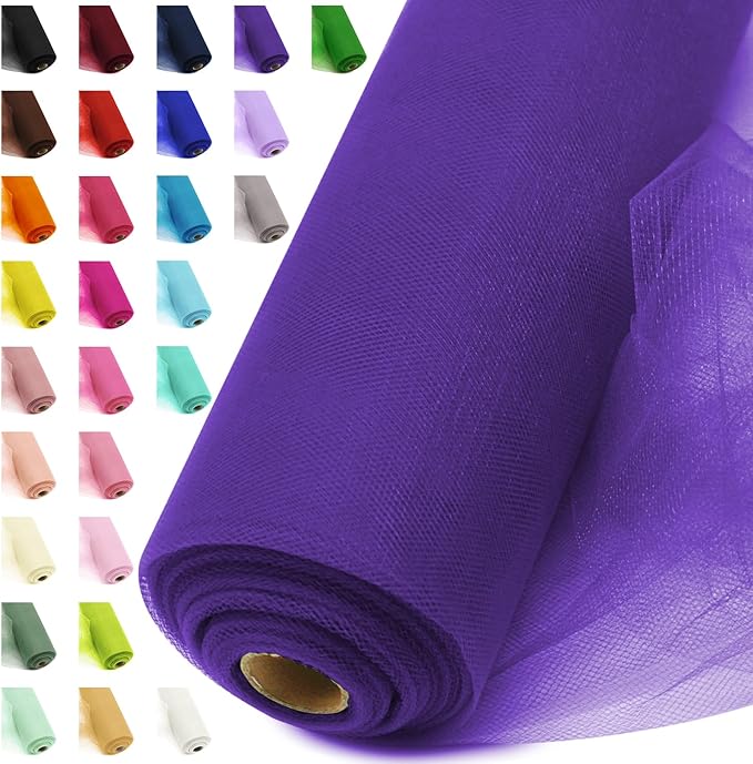 54" by 20 Yards Purple Tulle Fabric Rolls by AblemeDeco