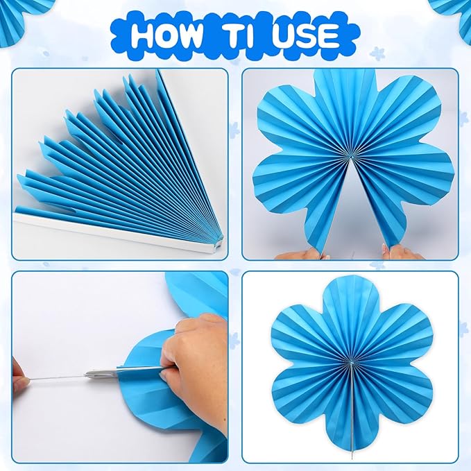 BestoFun 12 PCS Paper Flowers Fans Mexican Party Decorations Paper Flowers - Image 3