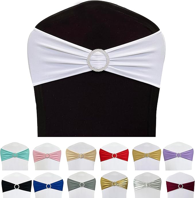 Spandex Chair Sashes Bands 50PCS Stretch Chair Ties Bows by Maiangel