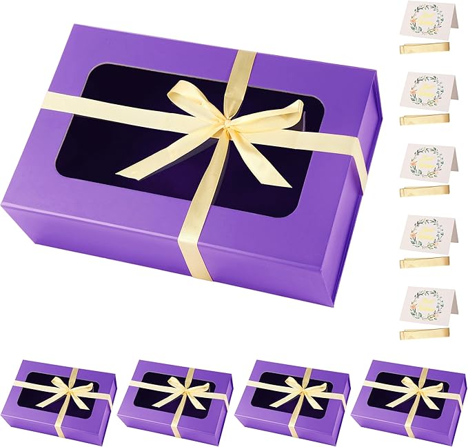 Purple Large Gift Boxes with Window, 13.5"x9"x4.3" Bridesmaid Boxe by TIACABO