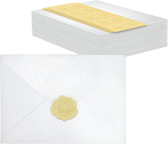 50 PCS Pearl White A7 Envelopes by Rinrda