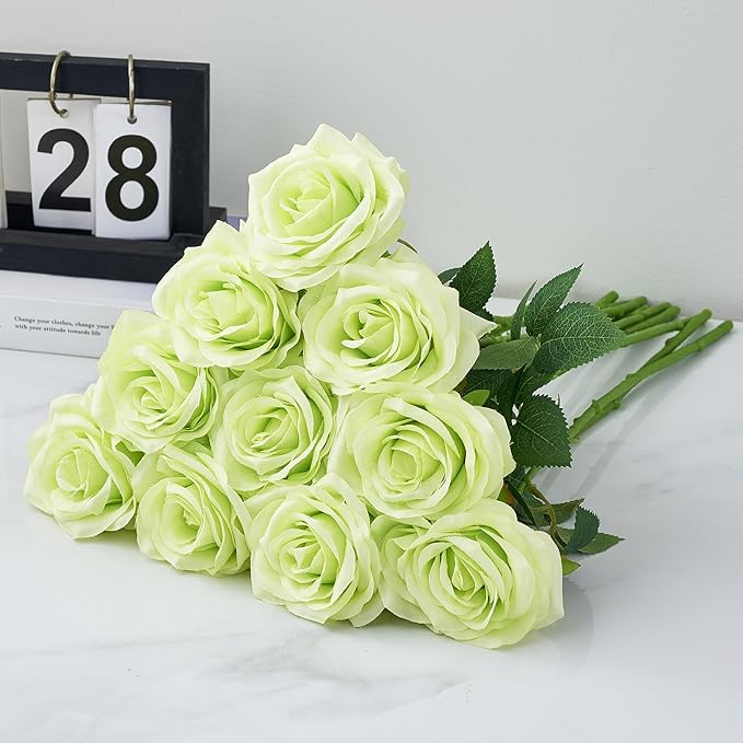 Artificial Rose 10pcs Open Flower Bouquet Faux Rose Stems - Image 5