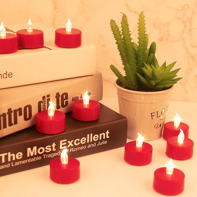 LED Tea Lights Candles- 24PACK Red Flameless Candles Realistic and Bright - Image 3