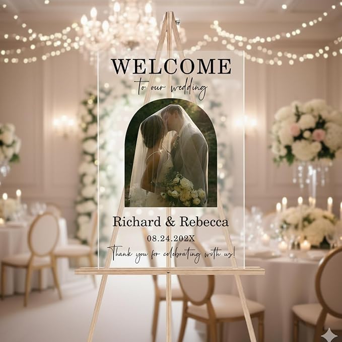 Personalized Wedding Photo Acrylic Welcome Sign – Custom Picture Board - Image 3