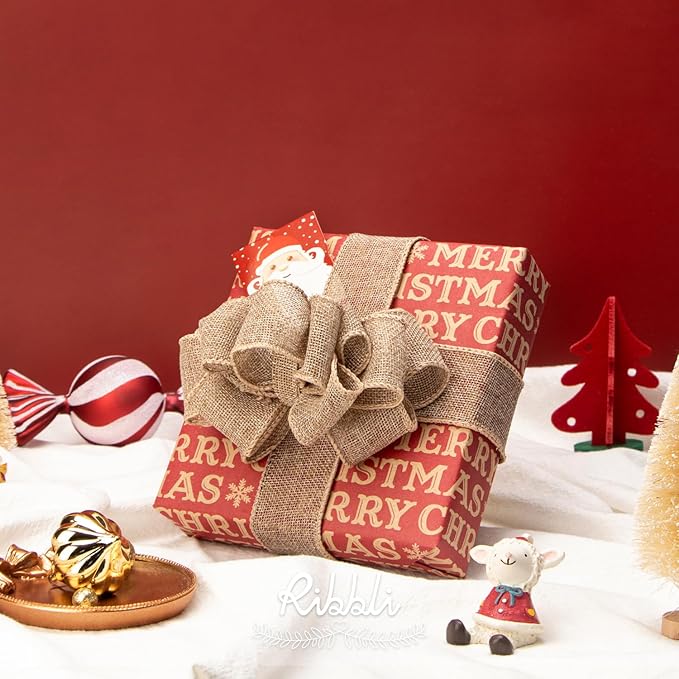 Ribbli Burlap Wired Edge Ribbon, 1-1/2 Inch x 10 Yard, Solid - Image 3