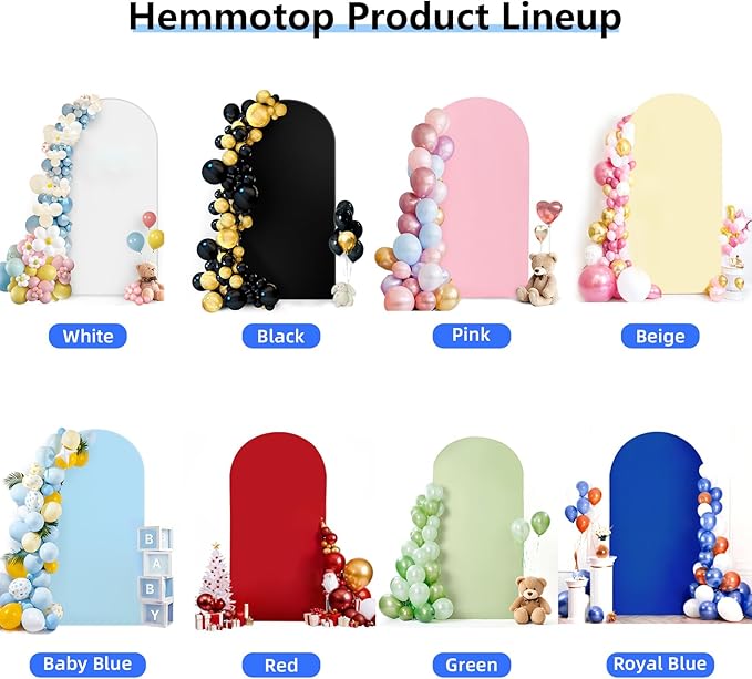 HEMMOTOP 7.2 ft Blue Arch Backdrop Cover, Spandex Arch Covers Stretchy Backdrop - Image 9