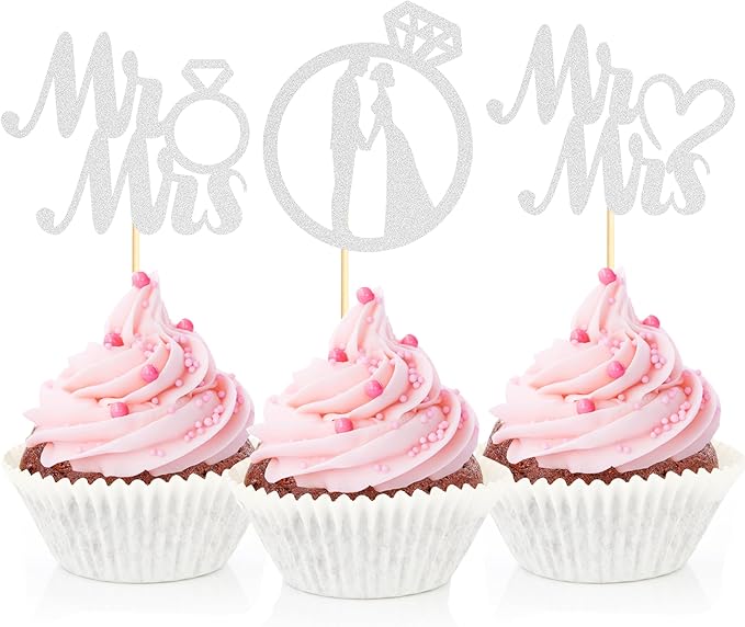 Sotpot 24PCS Miss to Mrs Cupcake Toppers by Sotpot