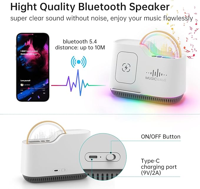 Night Lights Bluetooth Speaker, 15W Wireless Charger - Image 3