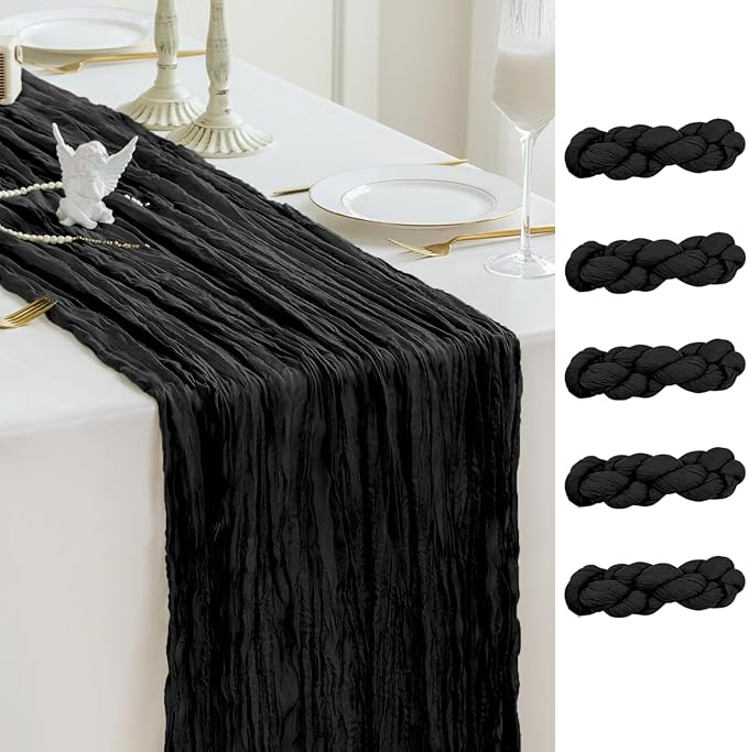 Sioloc Black Cheesecloth Table Runner Fall Autumn Decor by HEALTHYCOMFORTLIFE