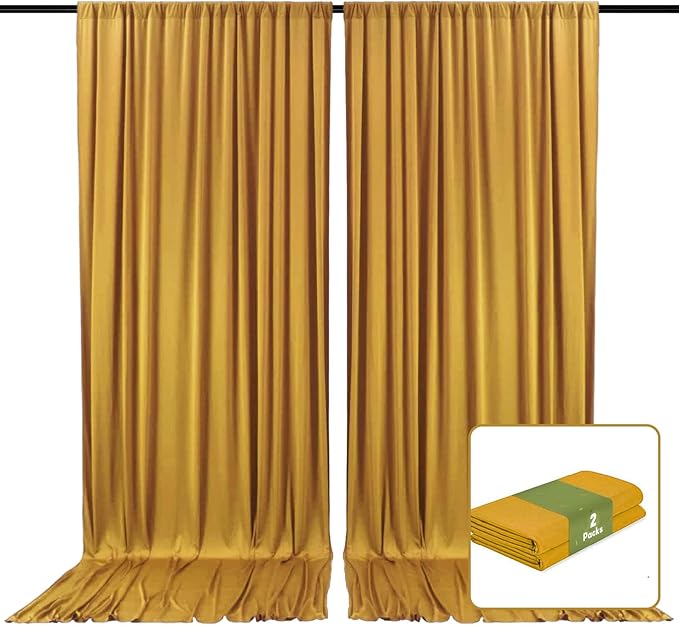 2 Panels Gold Backdrop Curtain, 10 x 7 Feet Background Curtains by Zankubom