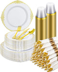 Goodluck 350 Piece Gold Plastic Dinnerware Set by GoodLuck