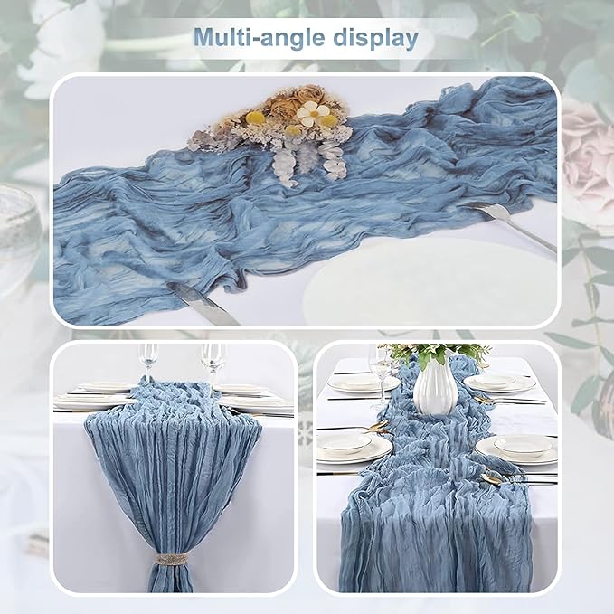 10 Pack Dusty Blue Cheesecloth Table Runner 35x120 Inch 10Ft Rustic Gauze - Image 5
