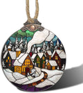 Stained Glass Christmas Decorations, Winter Snow Cabin Suncatcher by Follow