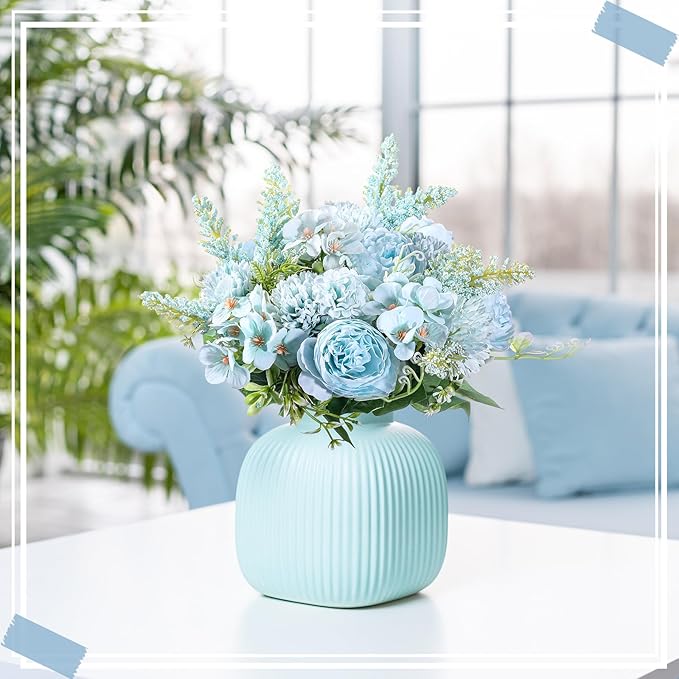 Zeyune 8 Pcs Wedding Silk Flowers Fake Silk Flowers Faux Bouquet Hydrangea - Image 6