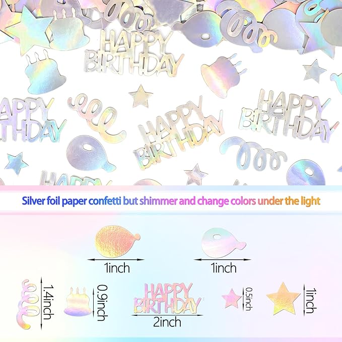 Happy Birthday Confetti for Table Iridescent Balloon Star Shaped Table Scatter - Image 8