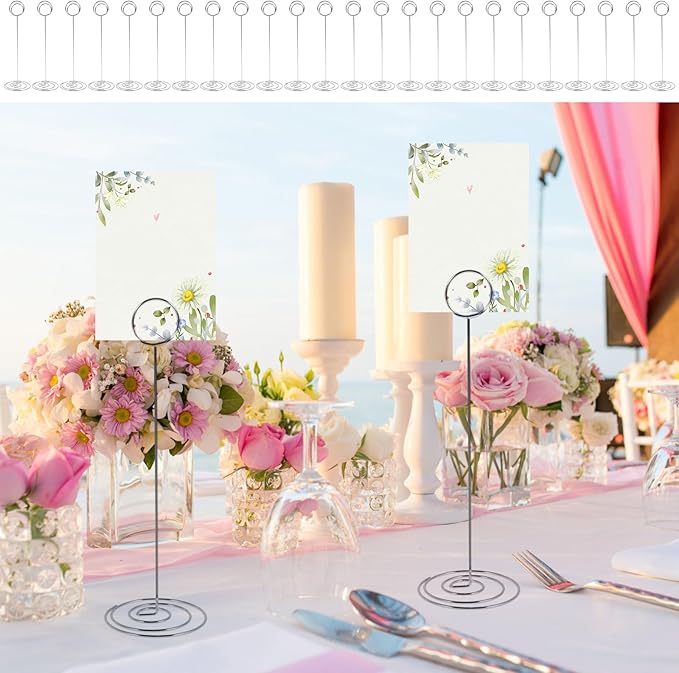 24 Pcs Table Number Holder 8.66inch Tall Metal Iron Place Card Holder - Image 9