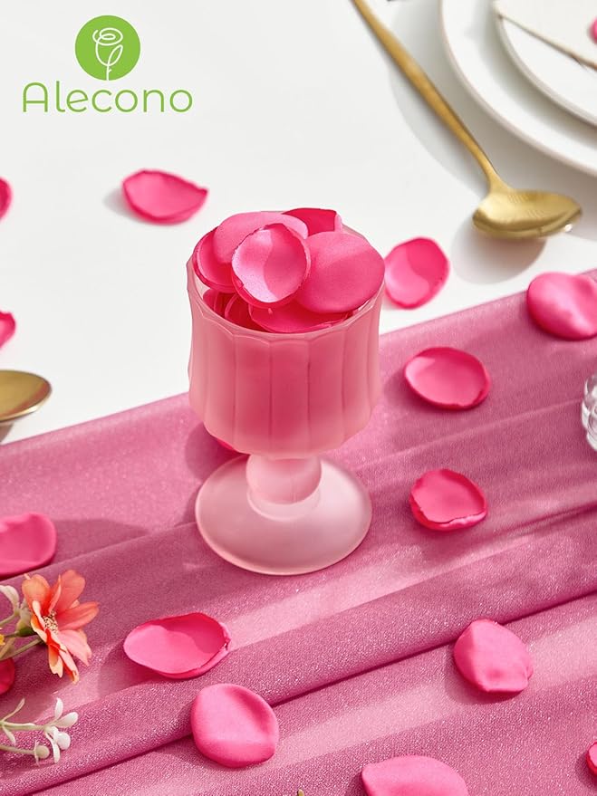 Alecono 400Pcs Silk Rose Petals, Faux Hot Pink Petals - Image 3