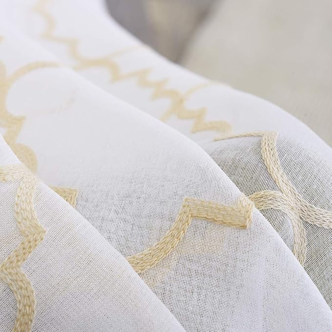 Sheer Curtains Beige 63 Inches, Rod Pocket Voile Drapes - Image 4