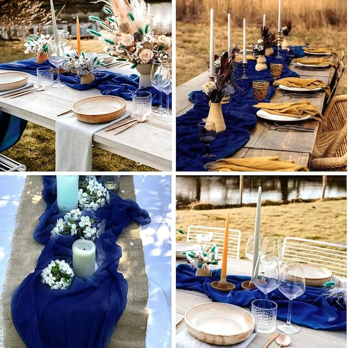 10 Pack Blue Cheesecloth Table Runner -21*120Inch Long Boho Wedding Table Decor - Image 6