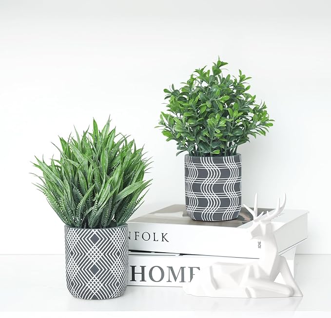 2 Pack Small Fake Plants, Fake Grass Plant, Artificial Boxwood - Image 4
