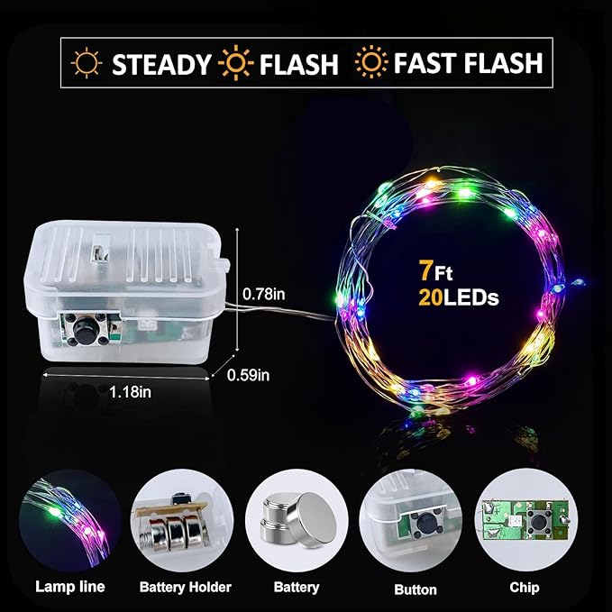 Aogist Led Fairy Lights 3 Modes Battery Operated String Lights Waterproof - Image 3