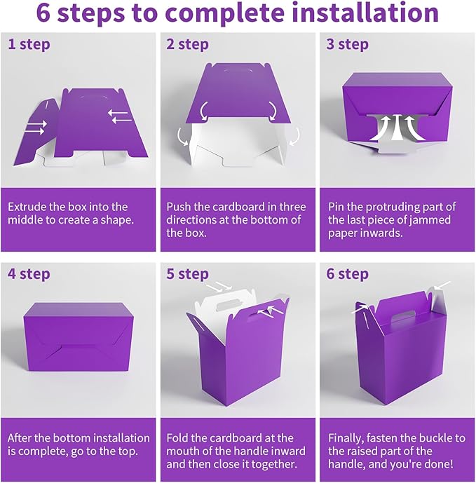 XAGLVV 24Pack Purple Boxes, Party Favor Boxes Packs 7 x3.5x 6.6 Inches - Image 3