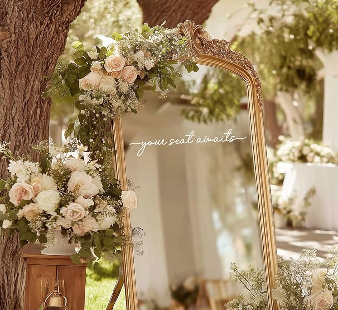 Your Seat Awaits Vinyl Decal, Wedding Seating Sticker, Mirror Decal - Image 4